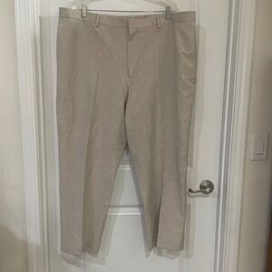 Cubavera Mens Linen Blend Dress Pants - Flat Front Tan Size 46 x 28